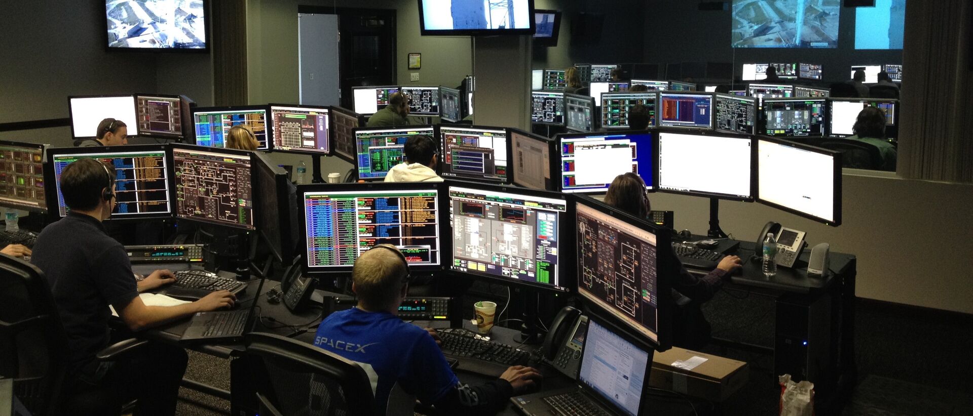 An operations room monitoring remote sites in real time